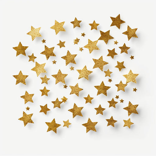 Glitter gold star stickers hand-drawn animation style