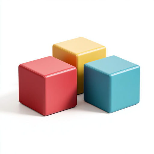 3D blocks in photorealistic style on flat white background, isolated clipart