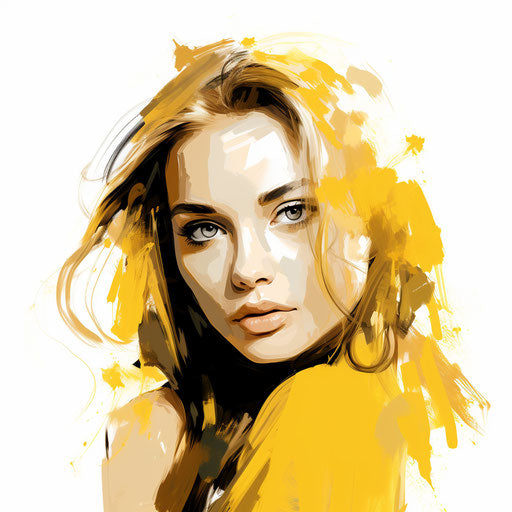 Chiaroscuro Art style: yellow clipart on white background