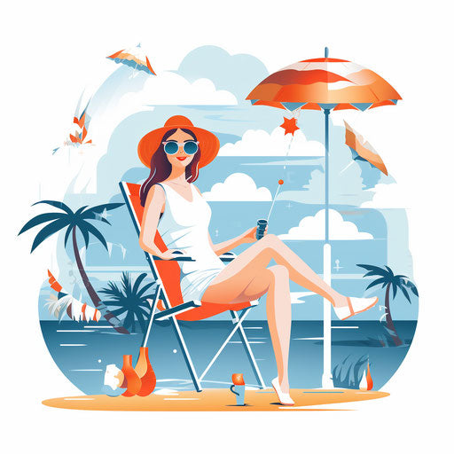 Spring break clip art in the style of Minimalist, on a white background