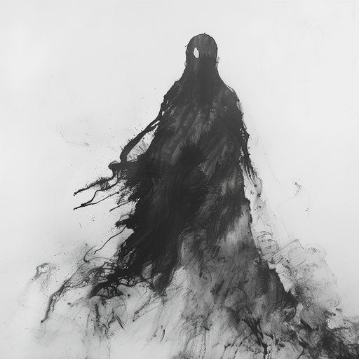 Haunting specter silhouette emerging with eerie tattoo artwork