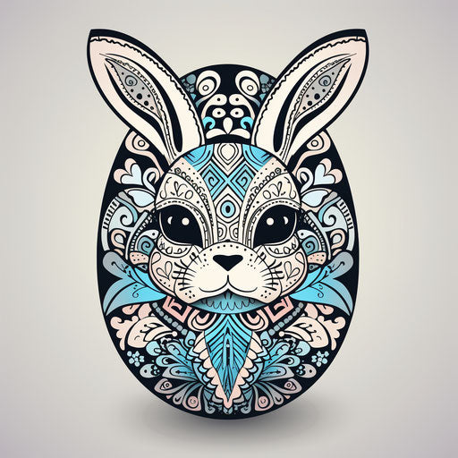 Easter egg with ears, hand-coloring style