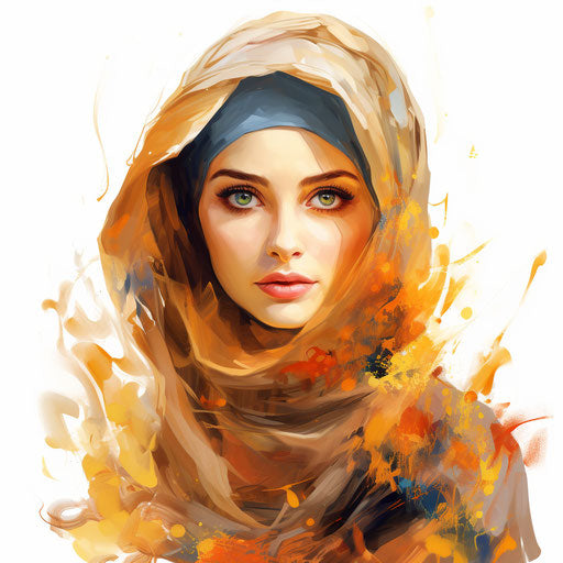 Muslim clipart in the style of oil painting
