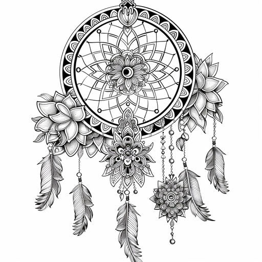Dream catcher with paisley patterns and artistic details