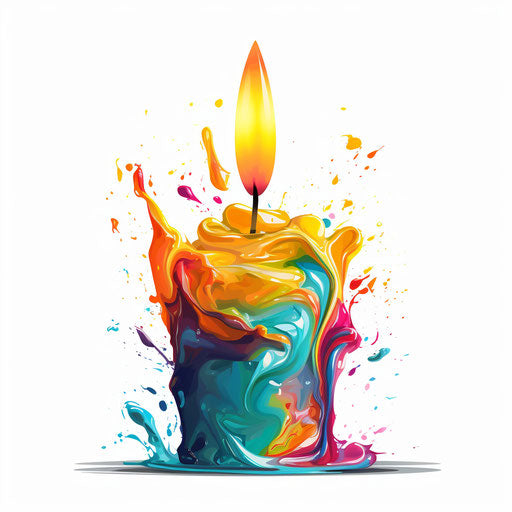 Birthday candle clipart in the style of oil painting, on a white background