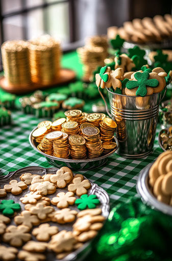 St. Patrick's Day party with green theme and gold coins