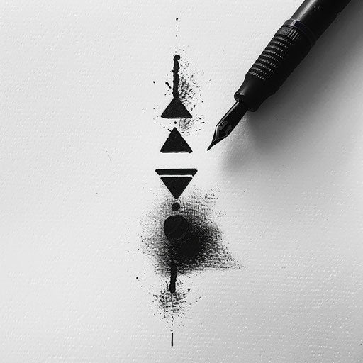 Three dots in triangle, minimalistic tattoo in bold black ink