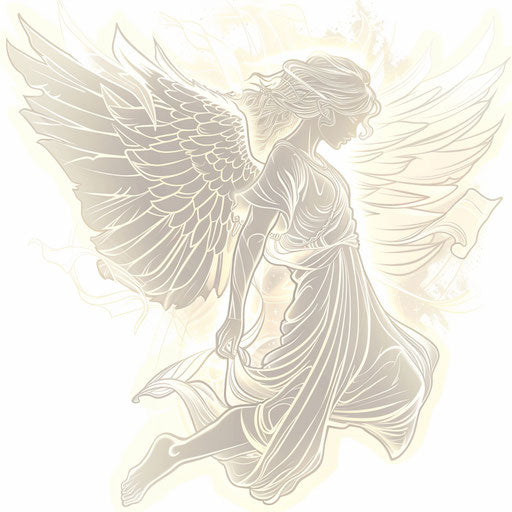 Ethereal guardian angel with soft, glowing outlines