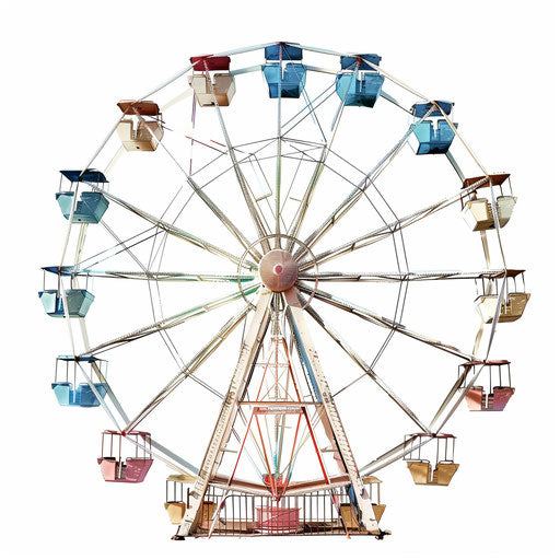 Realistic ferris wheel illustration on white background