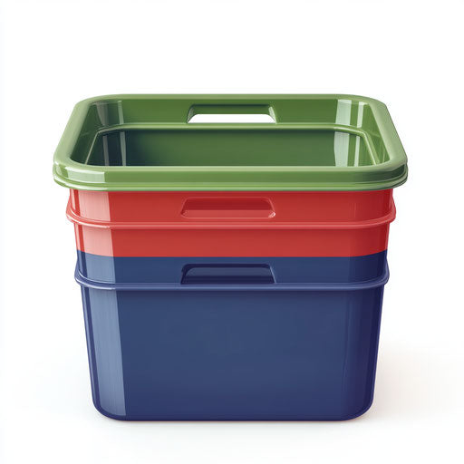Realistic illustration of plastic storage bins