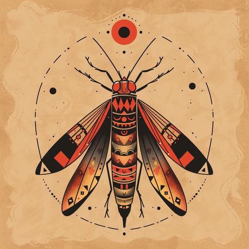 Sketch of ethnic tattoo a firefly with tribal patterns