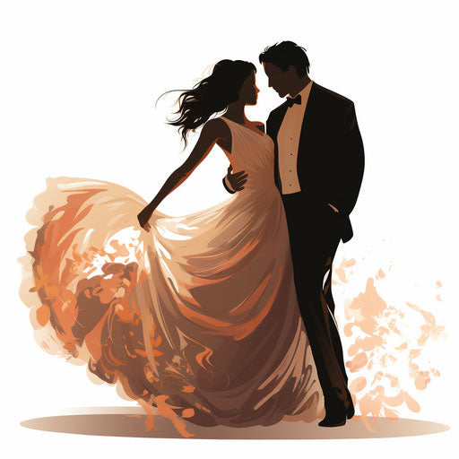 Marriage illustration in the style of Chiaroscuro Art, on white background