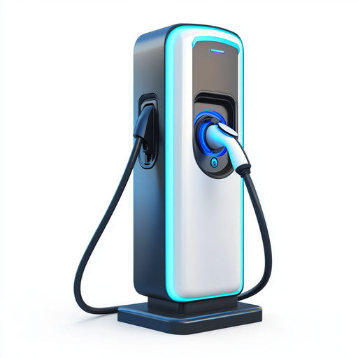 3D Car Charging Station on flat white background