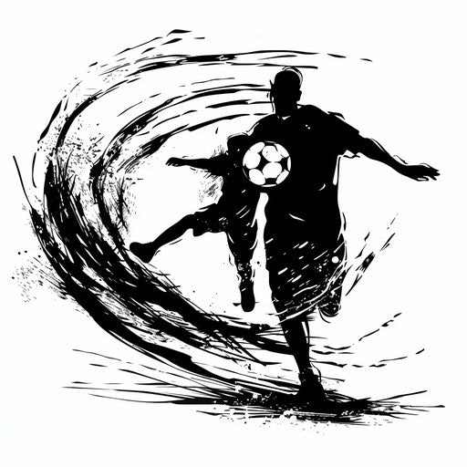 Dynamic father-son sports play on white background