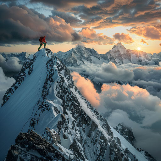 Bold climber on rugged peaks of the Eiger