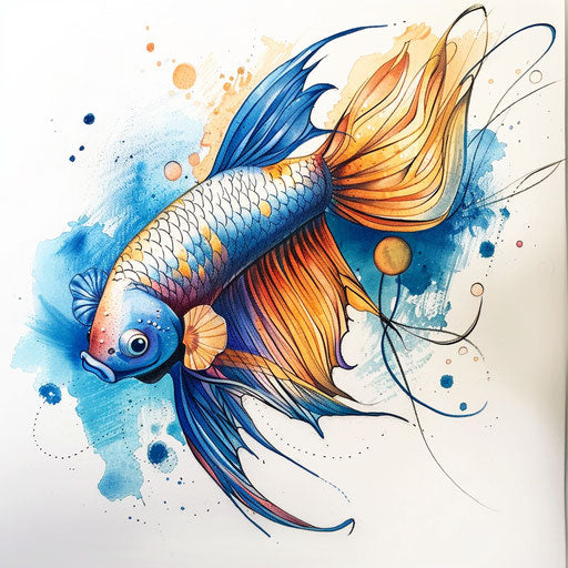 Sketch of a fantasy fish tattoo