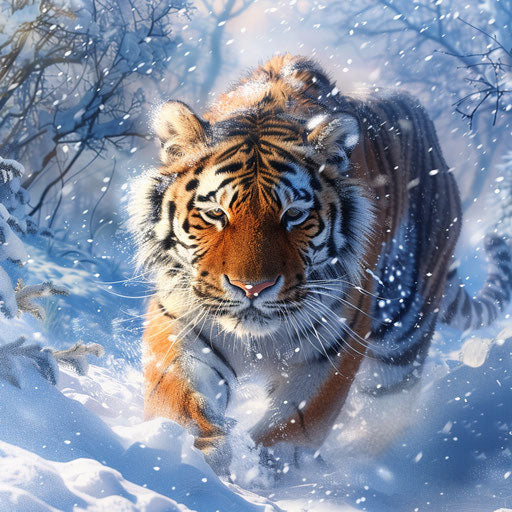 Tiger in the snow-covered forest