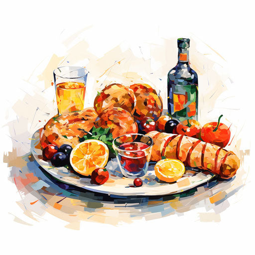 Food illustration in the style of Impressionistic Art
