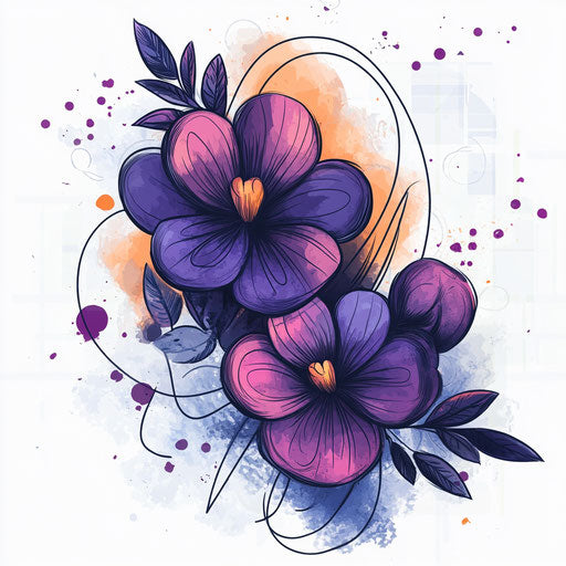Artful Violet Flower Tattoo Tattoo Sketches