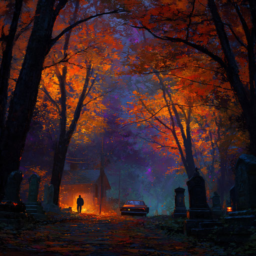 Spooky Halloween Atmosphere with Autumn Colors