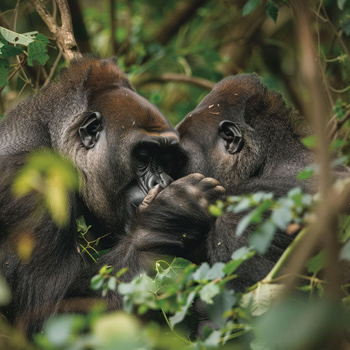 Western lowland gorilla caring for its partner
