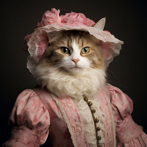 Manx cat dressed as a woman
