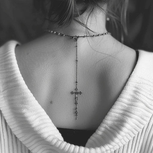 Simple and beautiful rosary tattoo outline