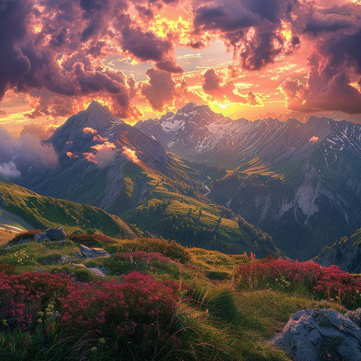The Alps at a vibrant sunset