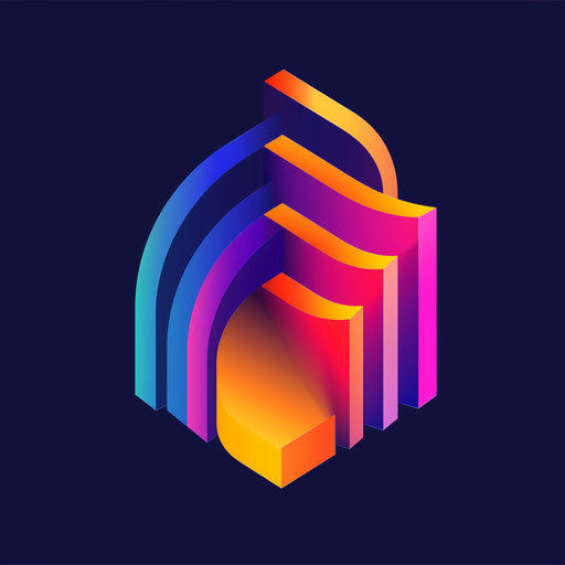 Modern construction logo with gradient background and vibrant colors