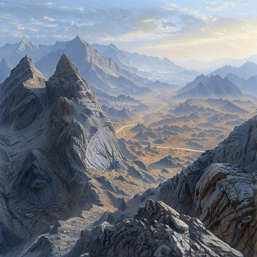 Panoramic view of Jebel Jais, in the style of Leszek Bujnowski