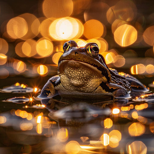 Frog basking in the last rays of the setting sun