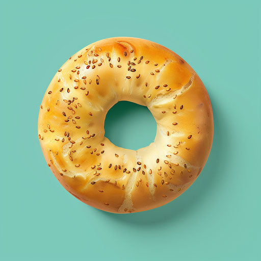 Photo realistic bagel clipart on flat teal background