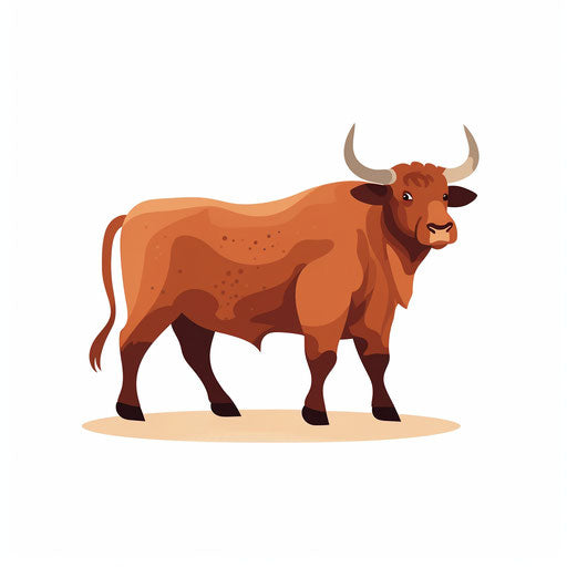 Minimalist ox illustration on white background