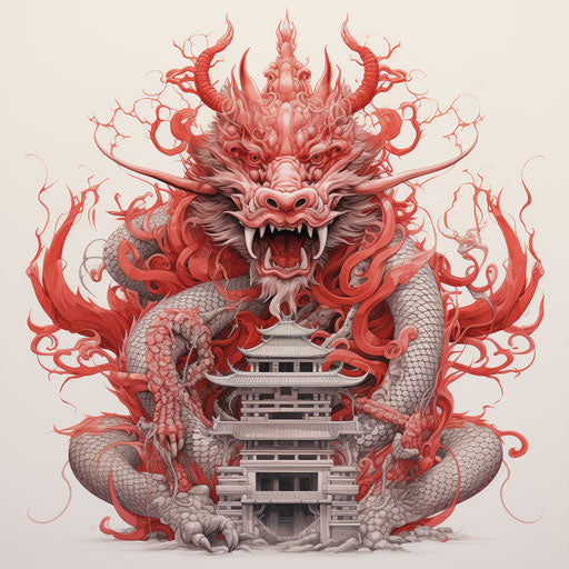 Asian dragon in reimagined religious art