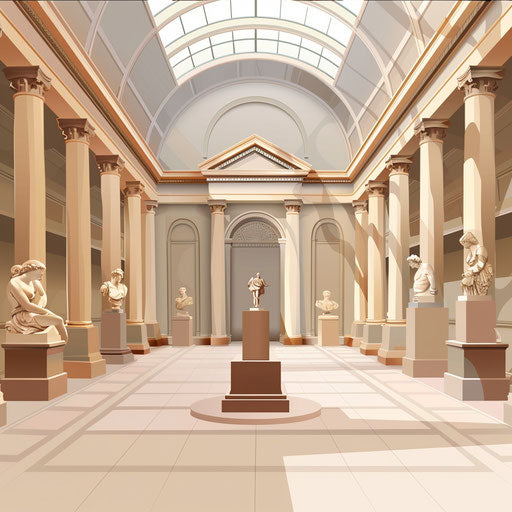Museum clipart in photo realistic style with flat white background
