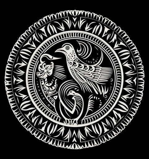 Tribal Hawaiian mandala with stylized animal motifs