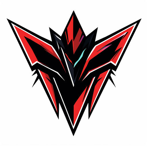 Sporty gamers logo with sharp angles and vibrant red and black colors, on a white background