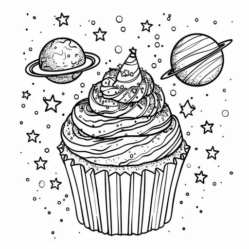 Galactic cupcake with stars and planets