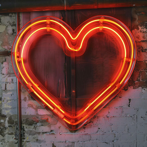 Trendy neon heart of love