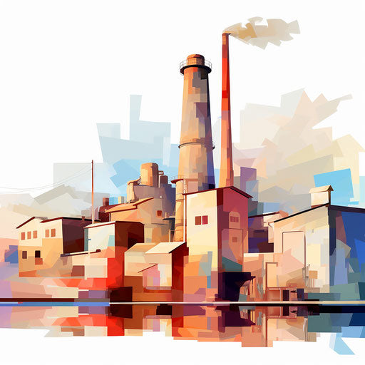 Factory clipart in the style of Impressionistic Art