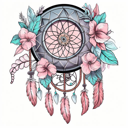 Dream catcher coloring book, free brushwork, Midwest gothic