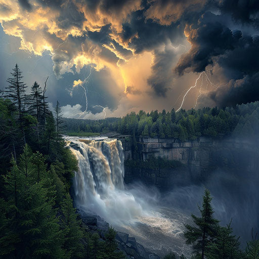 Blackwater Falls, West Virginia, dramatic thunderstorm