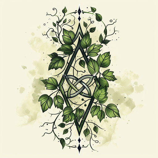 Nature-inspired flat tattoo sketch of a sigil for growth