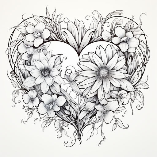 Free mandala heart coloring page, romantic style