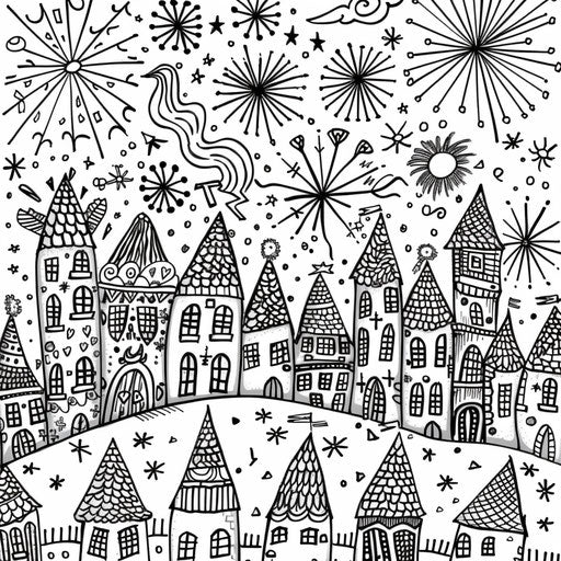 Joyful New Year's Eve celebration with fireworks in the sky