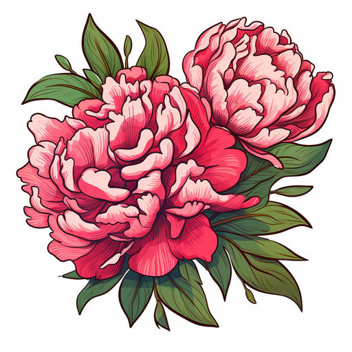 Peony tattoo design vector on white background
