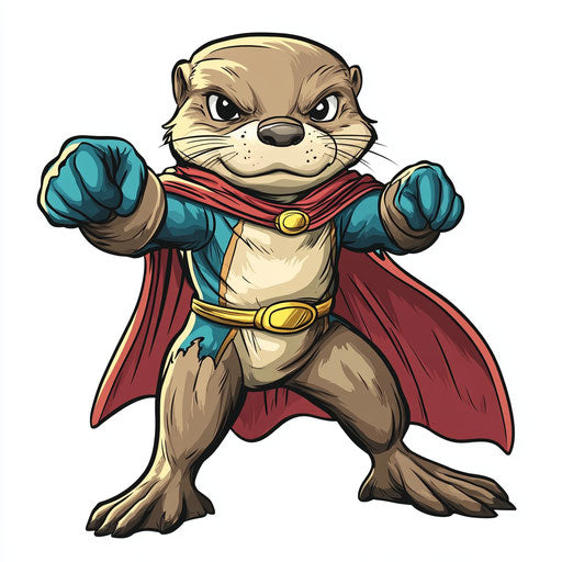 Humorous caricature of an otter with human characteristics