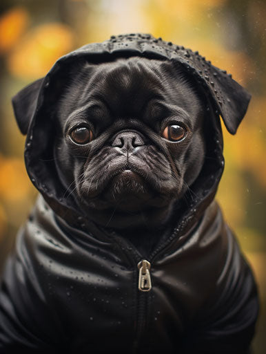 The best black pug on Facebook, in the style of lensbaby optics, made of all of the above 3:4