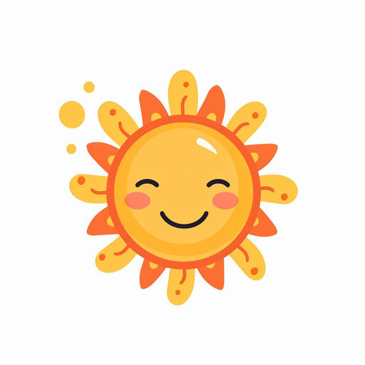 Cute minimalist sun clipart on white background