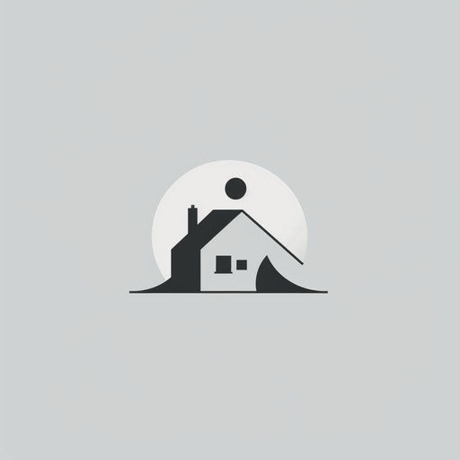 Minimalist real estate logo with simple shapes on grey background